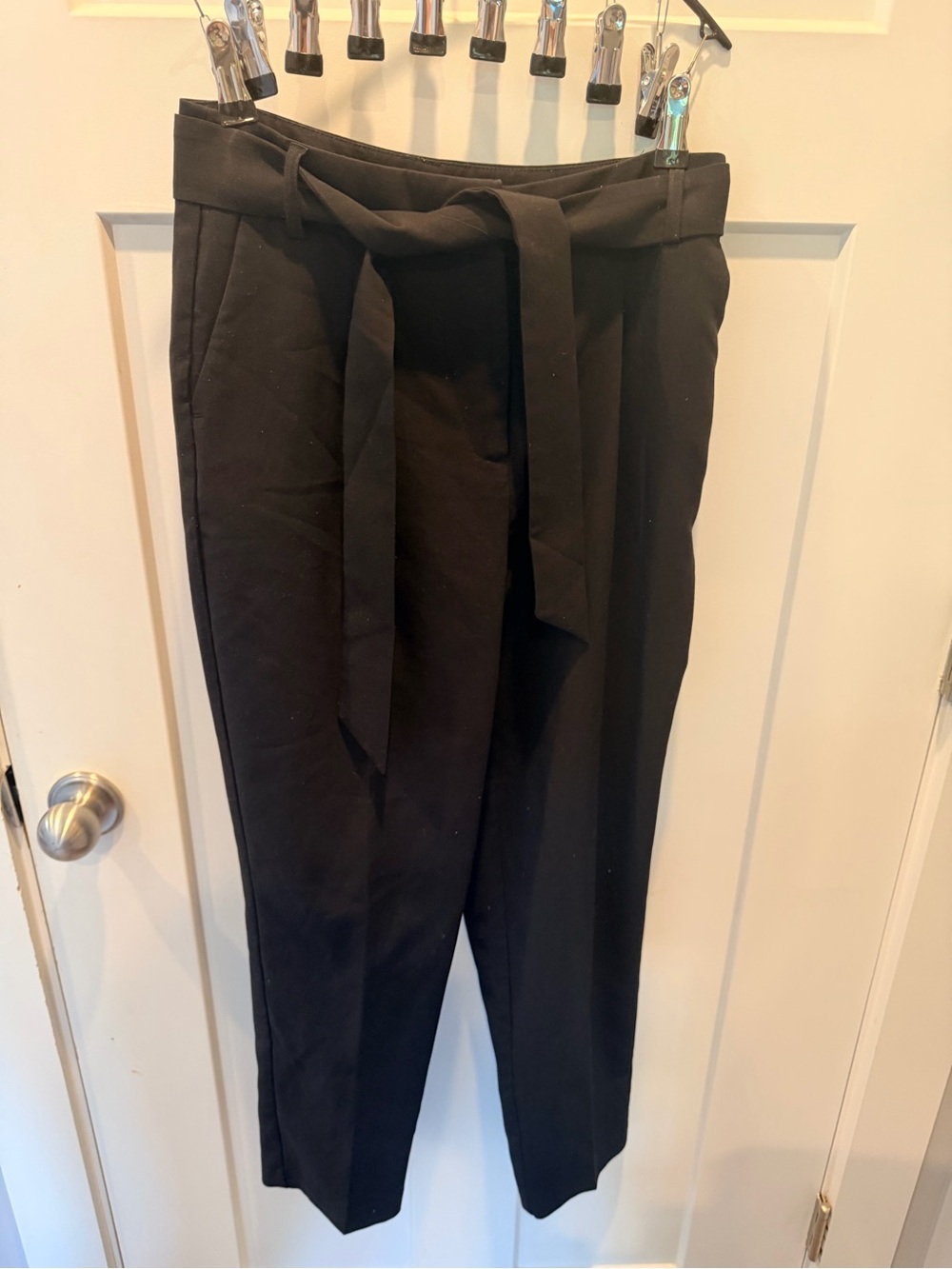 Nicole Miller New York Black Tie Waist Tapered Career Pants Size 2